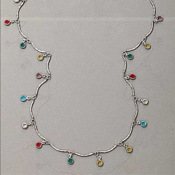 STERLING SILVER GEMSTONE DROP NECKLACE - Picture 7 of 8